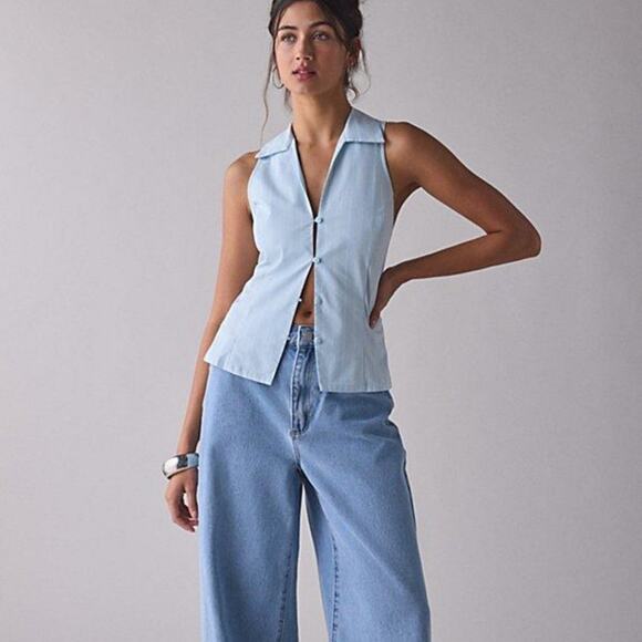 Urban Outfitters Tops - Urban Outfitters UO Blue & White Striped Button Down Sleeveless Tank Top | XS